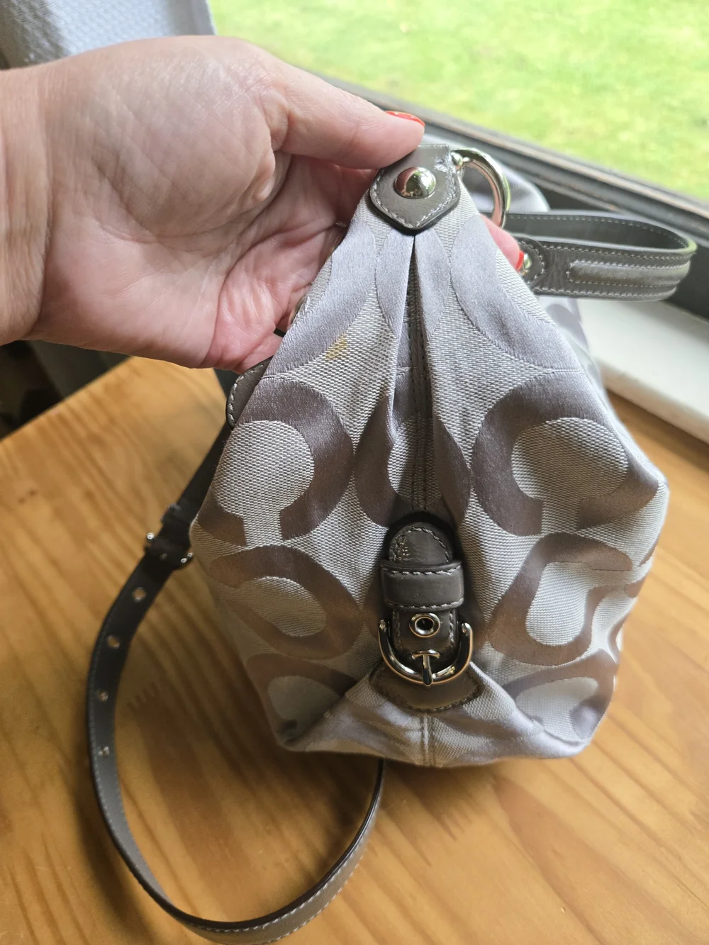 Coach Optic Signature Hobo Bag in Light Grey